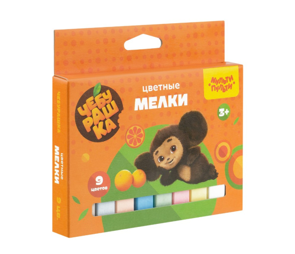 Мелки цветные Мульти-Пульти 'Чебурашка', 9 цв, картонная коробка, европодвес, ЦМЧБ_53009